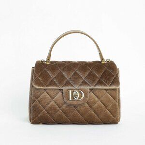 Sixdo Brown Velvet Handbag – Elegant Structured Design